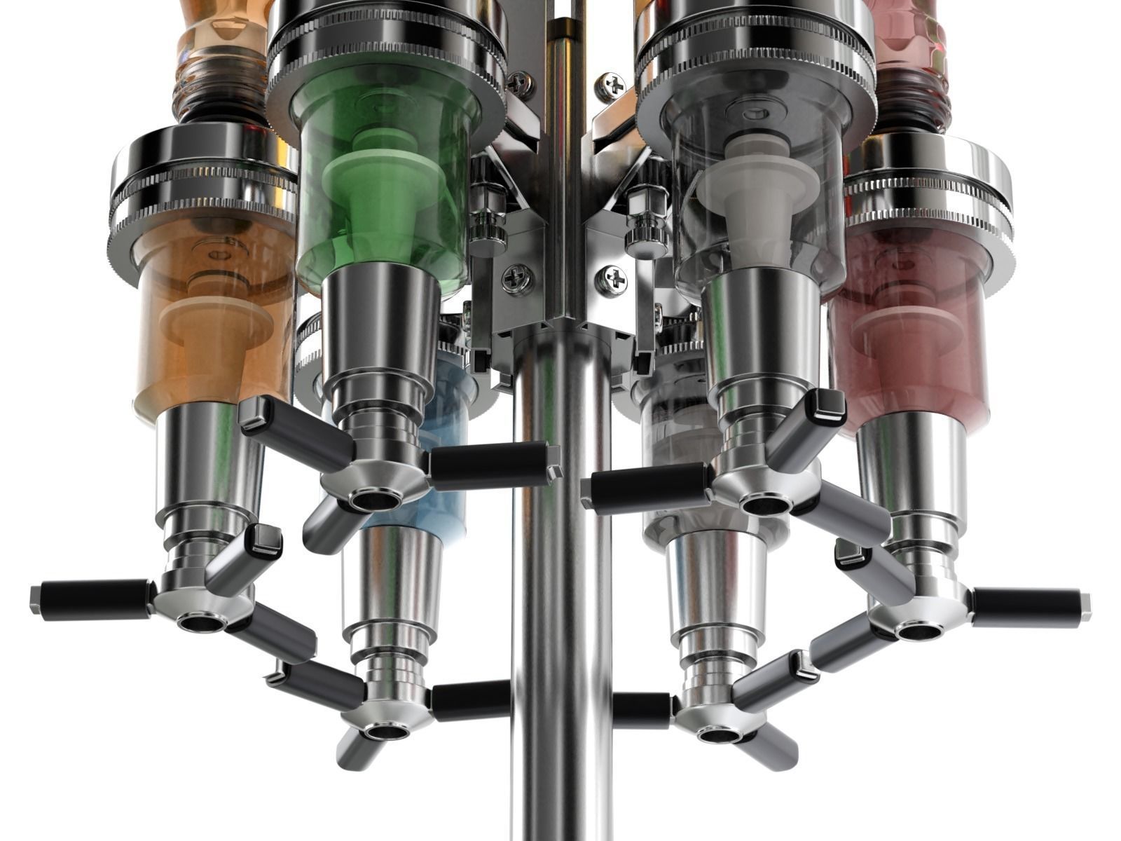 Liquor Dispenser with Bottles 3D model_3