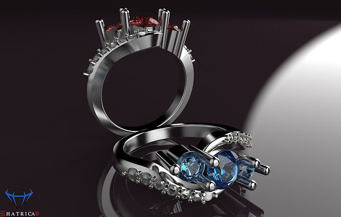 3 Stones Engagement ring 3D print model