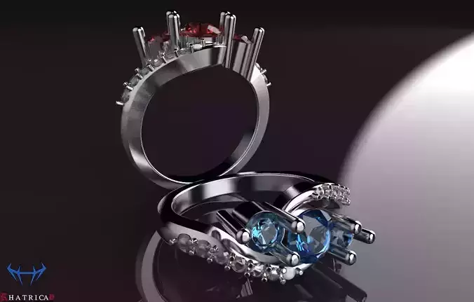 3 Stones Engagement ring 3D print model