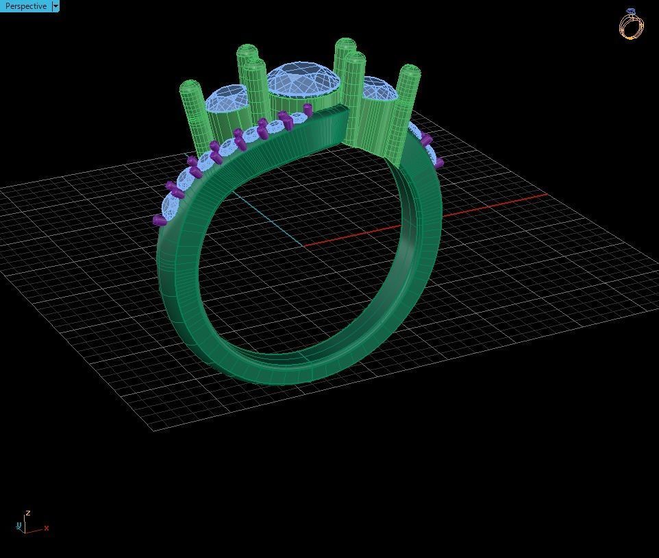 3 Stones Engagement ring 3D print model_7