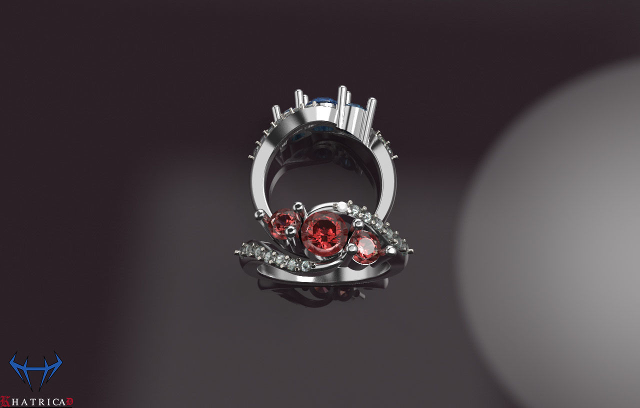 3 Stones Engagement ring 3D print model_4