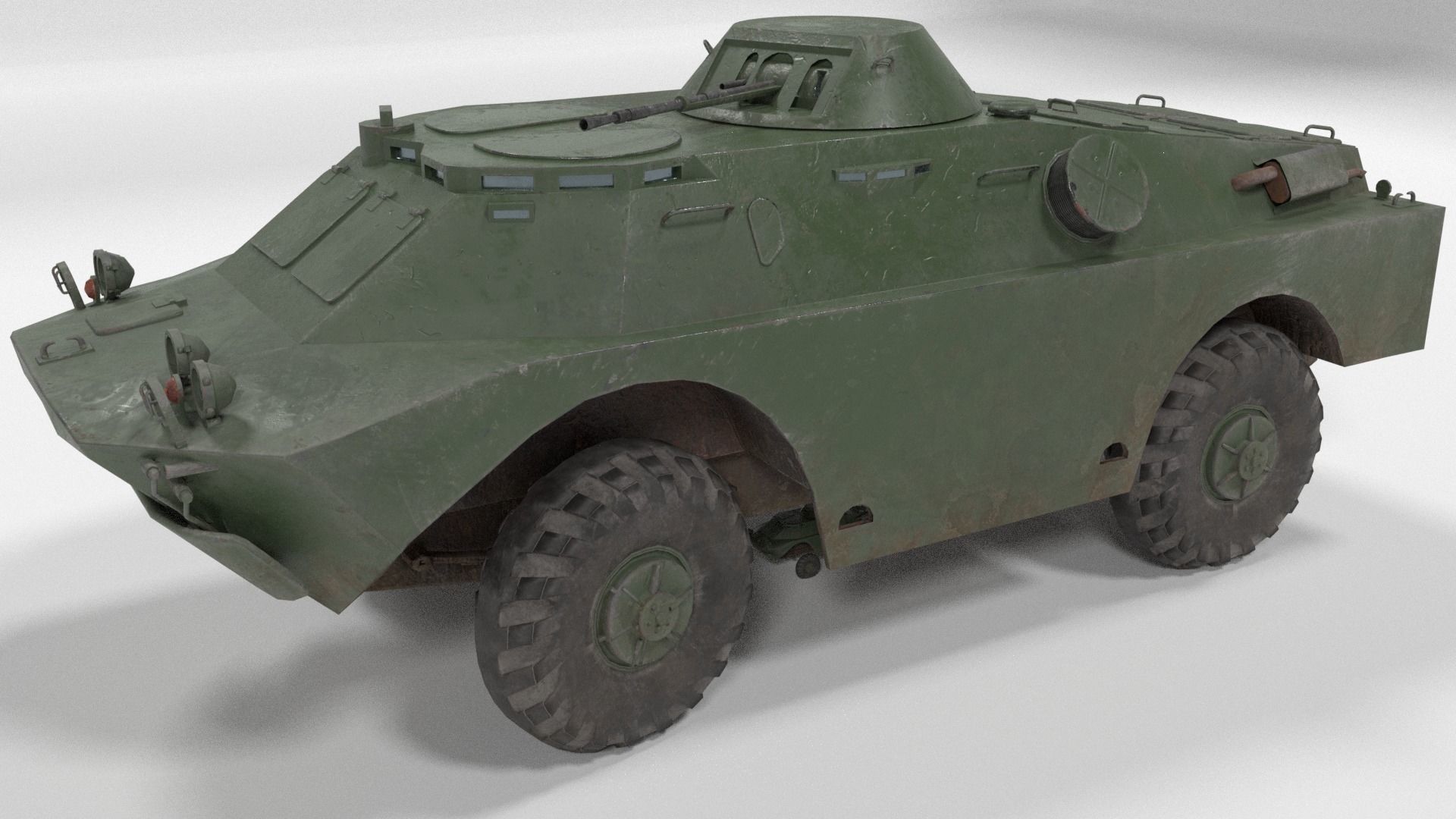 Low poly BRDM-2 russian armoured vehicle Low-poly 3D model_1