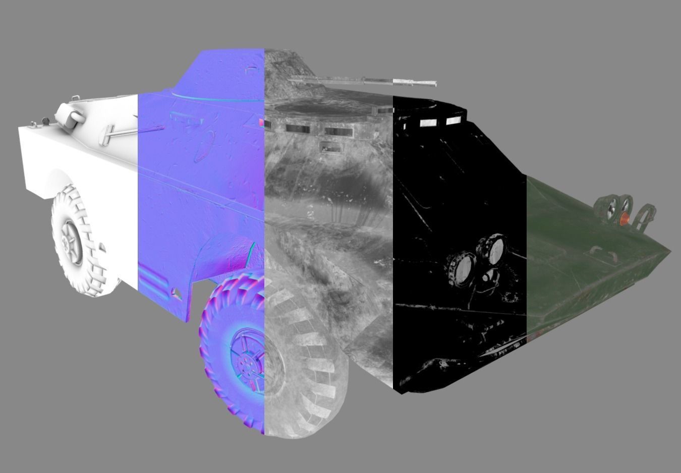 Low poly BRDM-2 russian armoured vehicle Low-poly 3D model_12