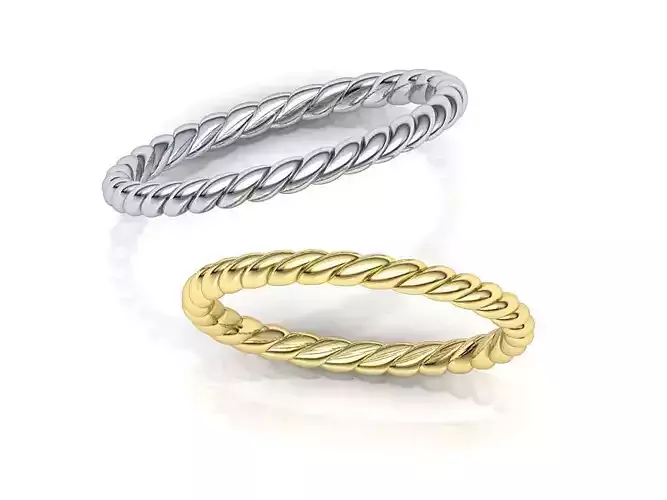 Rope wedding band  twisted ring printable 3d model 3D print model