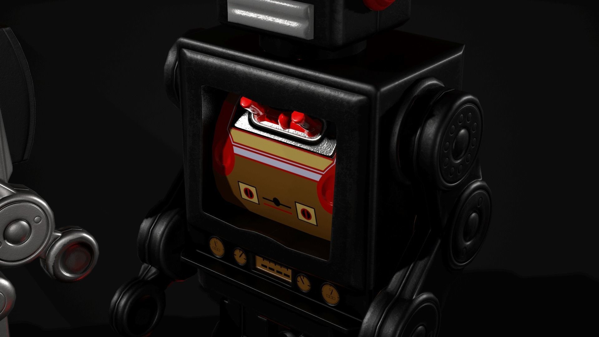 Classic Toy Robot Low-poly 3D model_3