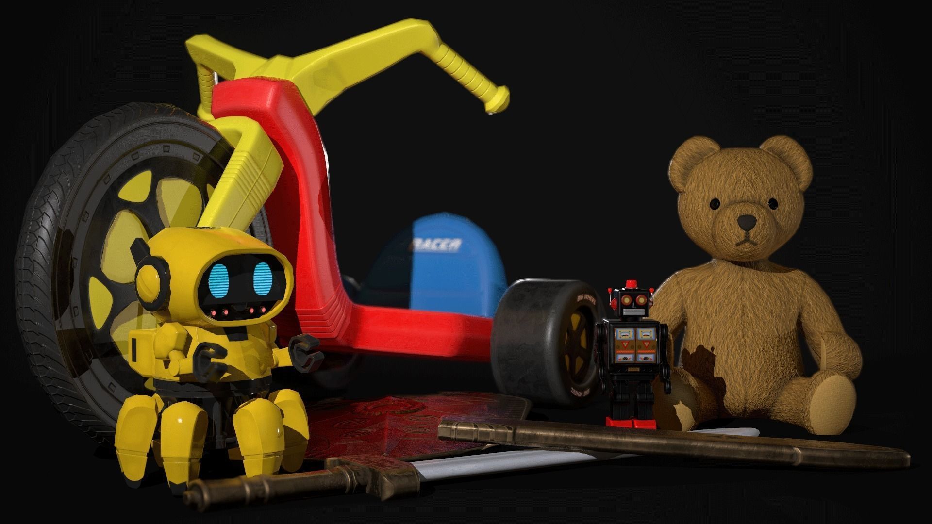 Classic Toy Robot Low-poly 3D model_7