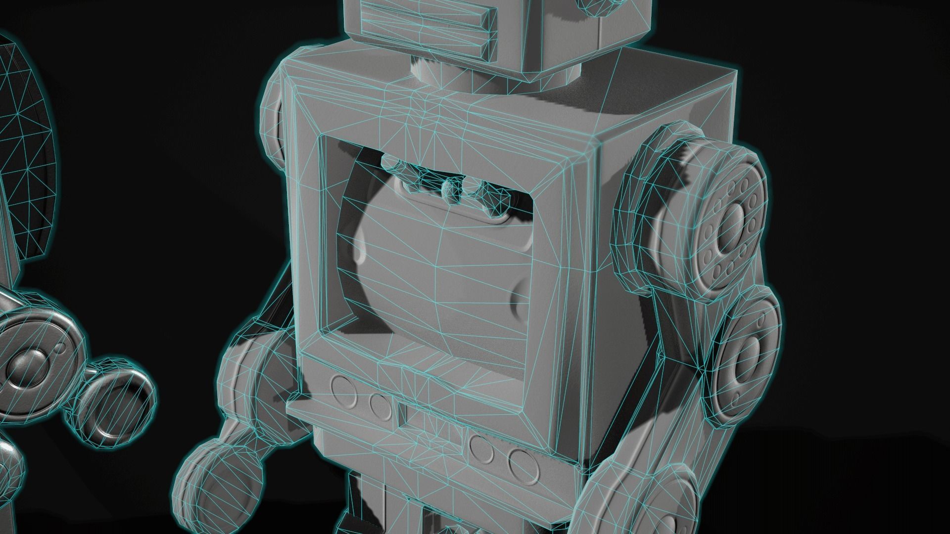 Classic Toy Robot Low-poly 3D model_4