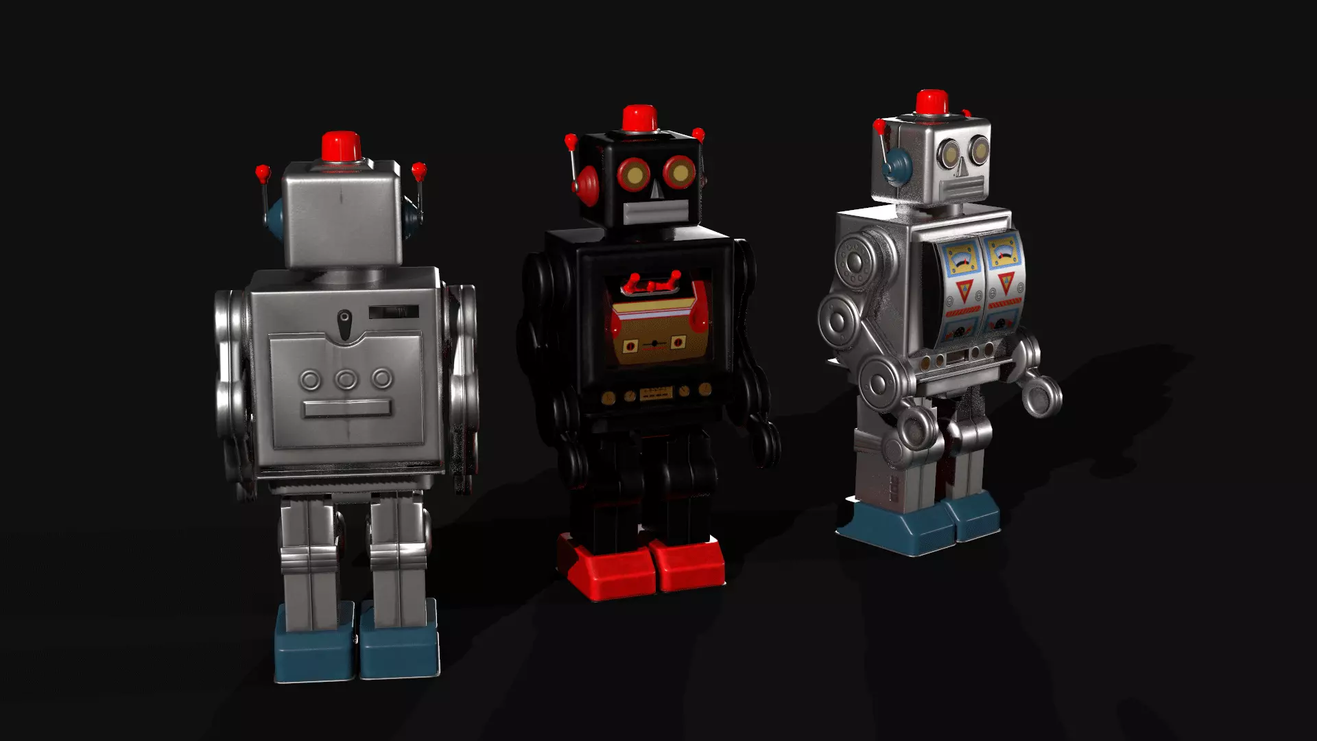 Classic Toy Robot Low-poly 3D model_0