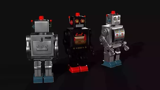 Classic Toy Robot Low-poly 3D model