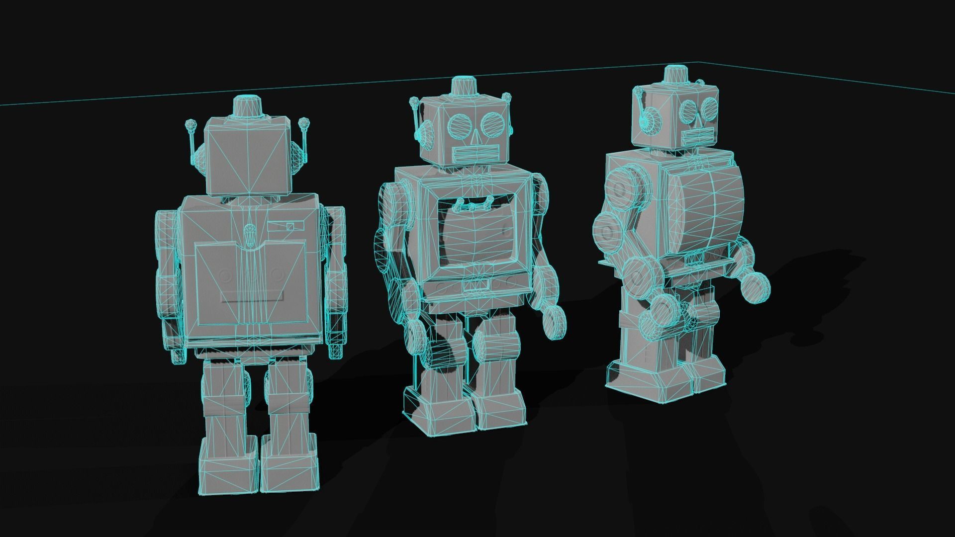 Classic Toy Robot Low-poly 3D model_6