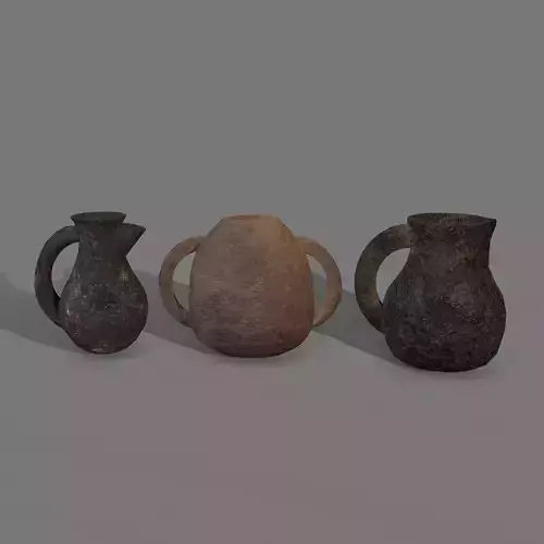 3 Medieval Jugs Free low-poly 3D model