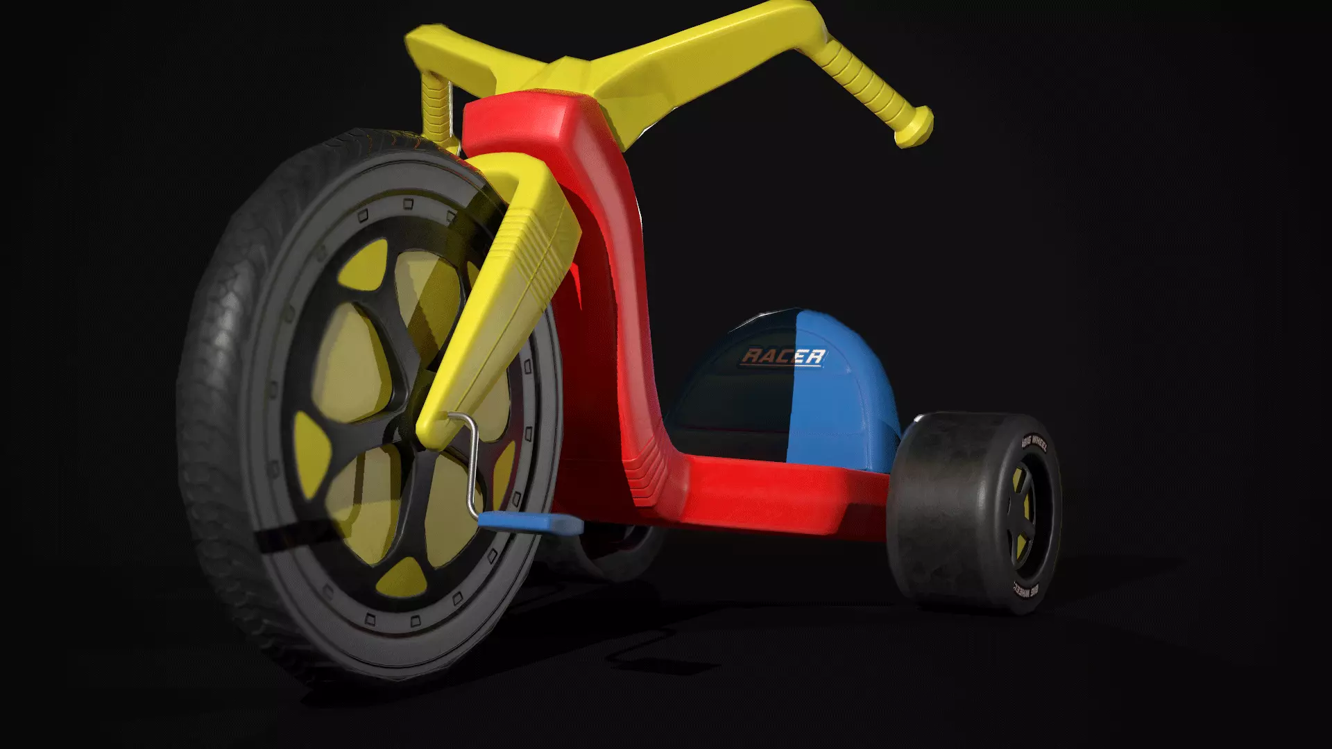 Big wheel Tricycle Low-poly 3D model