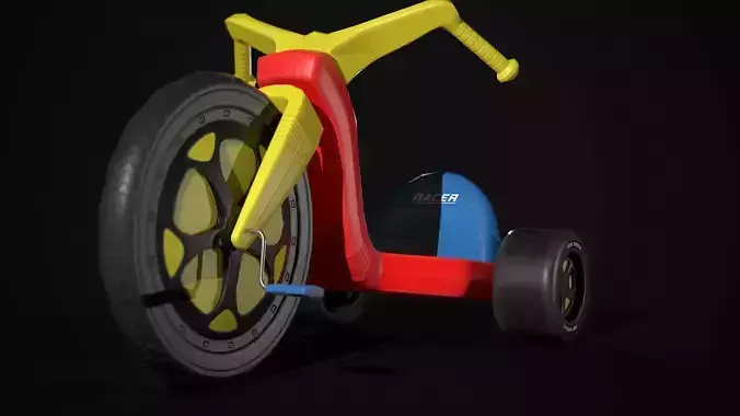 Big wheel Tricycle Low-poly 3D model