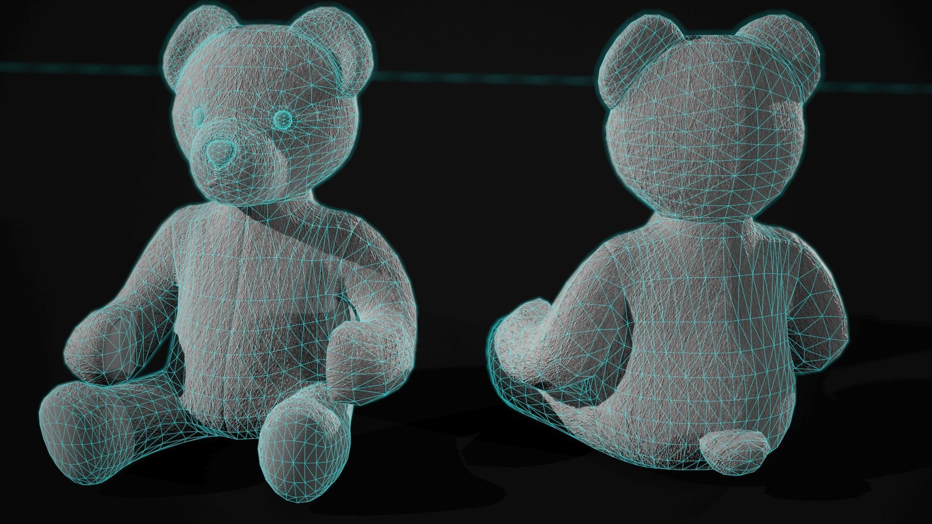Teddy Bear Low-poly 3D model_4