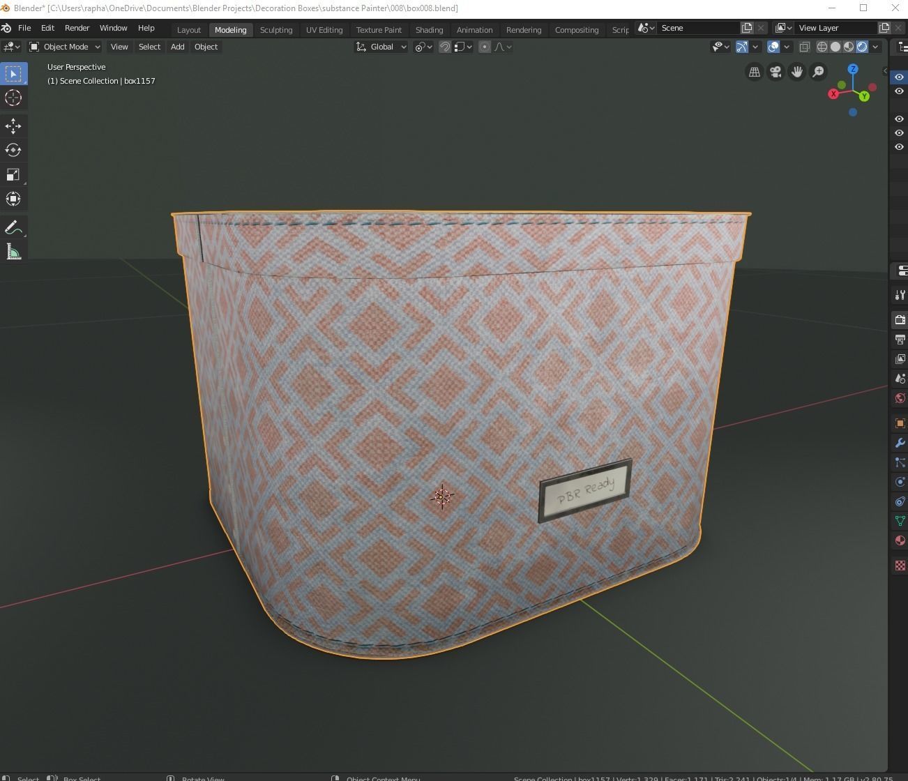 Designer Storage Box - used item Low-poly 3D model_7