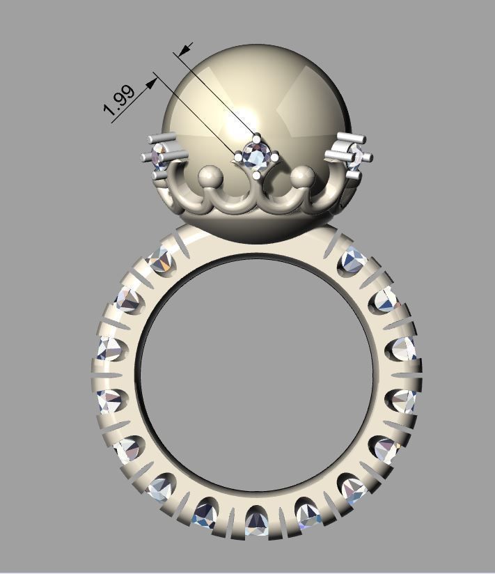 RING WITH  PEARL AND DIAMONDS 3D print model_12
