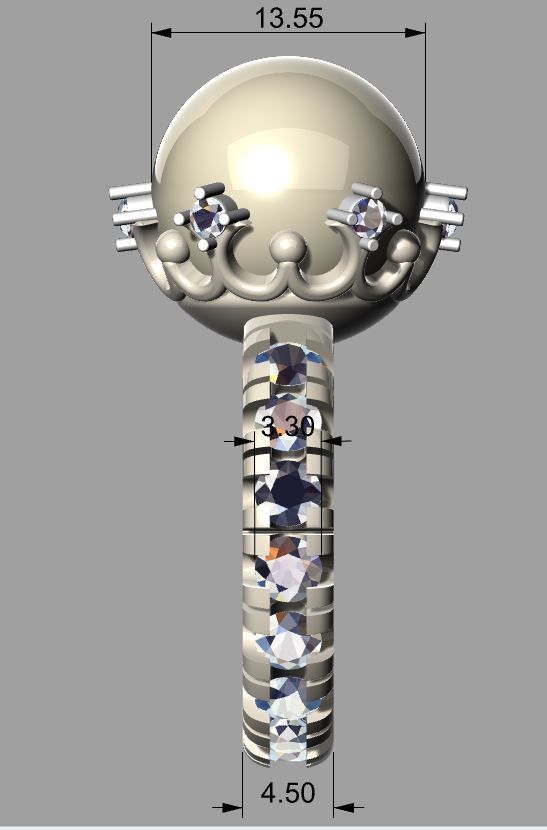 RING WITH  PEARL AND DIAMONDS 3D print model_10