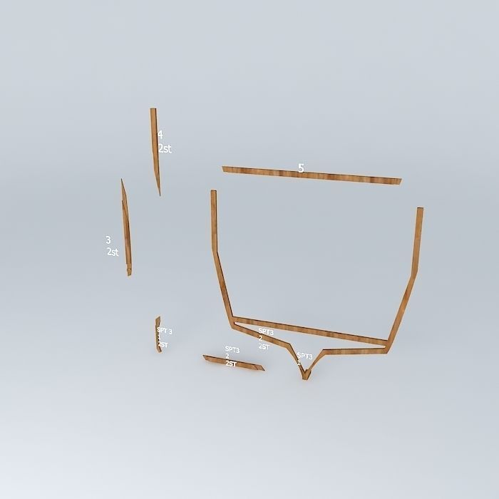 Spt 3 tv stand in gold Free 3D model_1