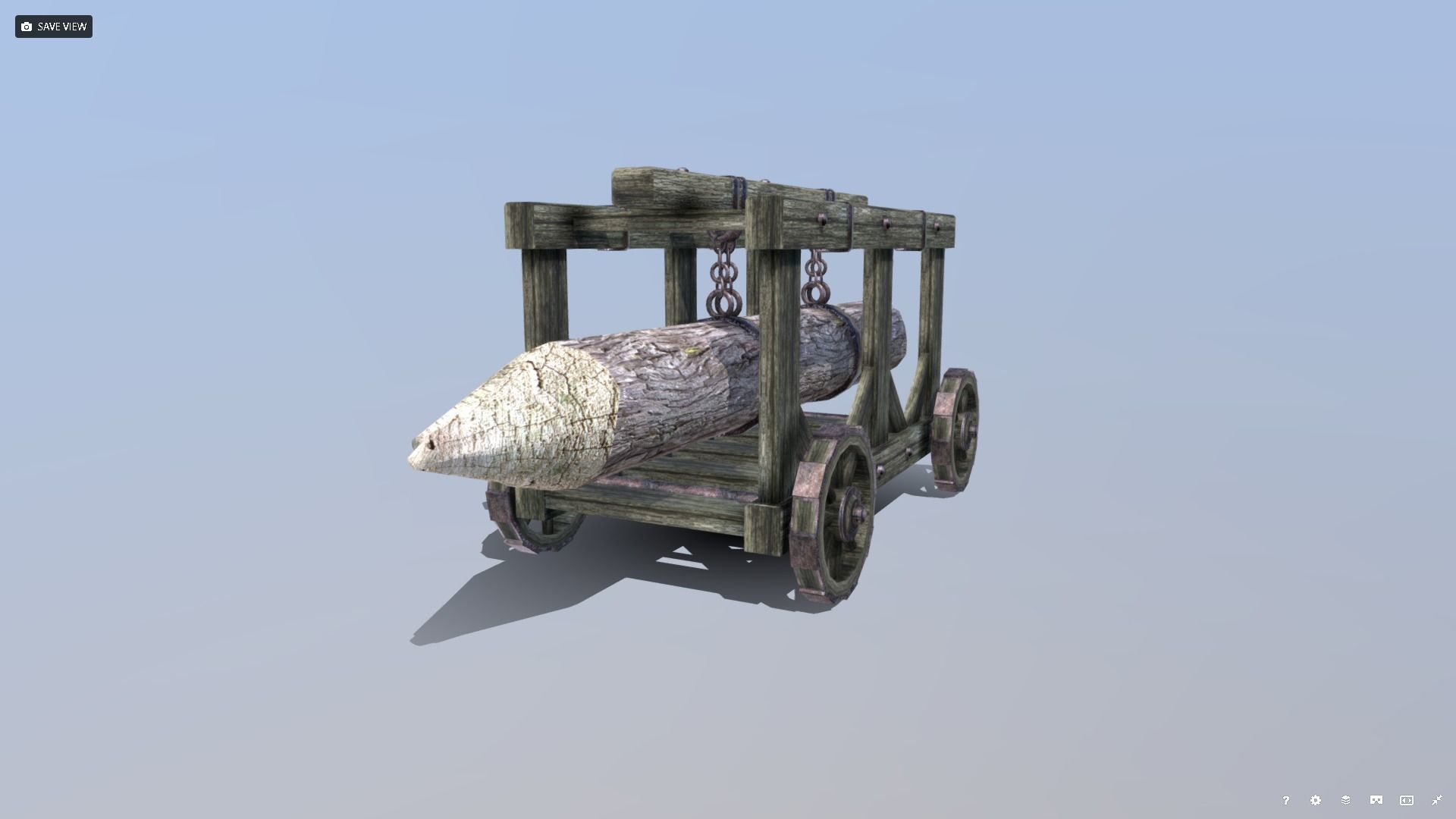 Medieval Battering Ram Low-poly 3D model_10