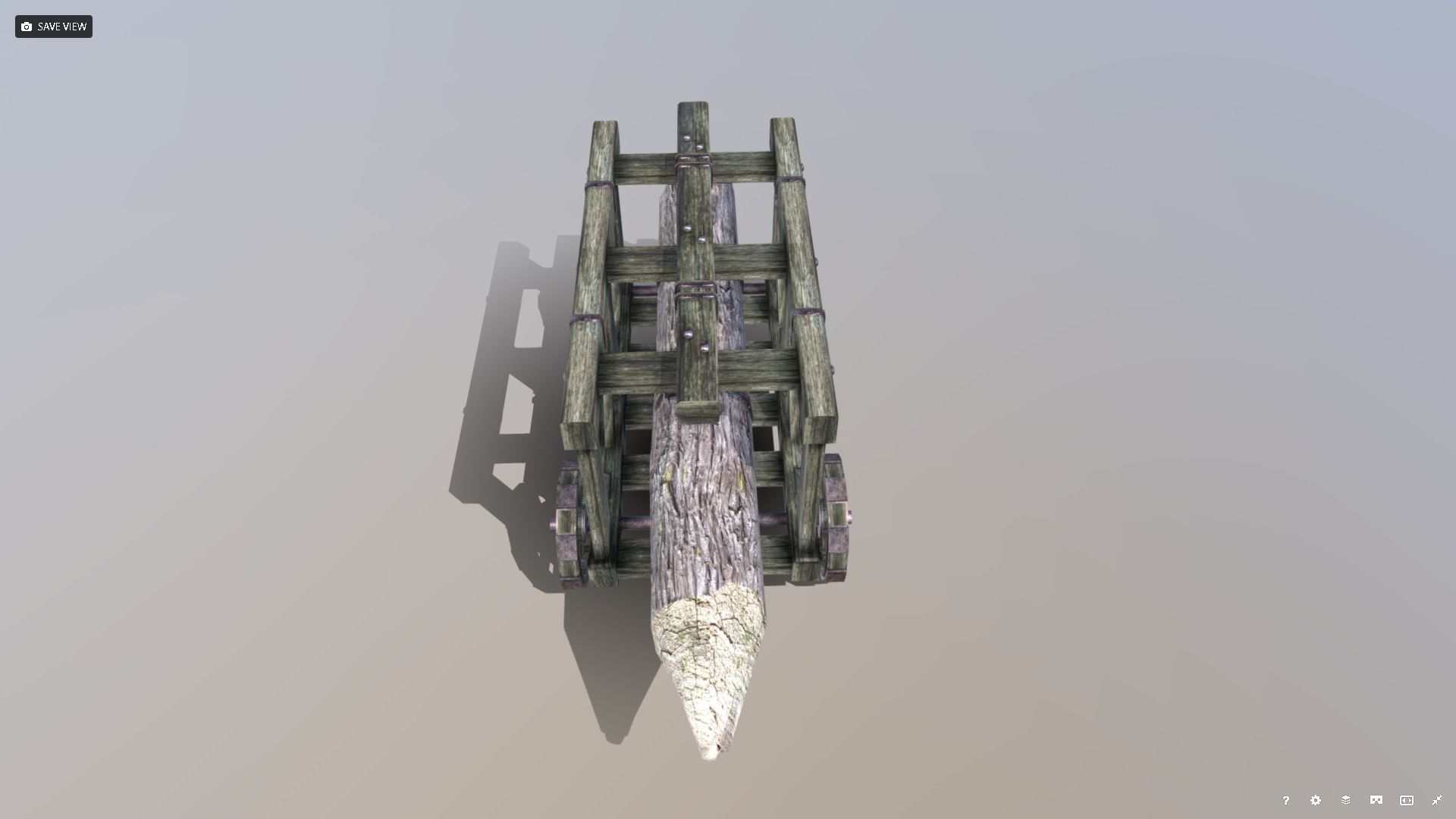 Medieval Battering Ram Low-poly 3D model_8