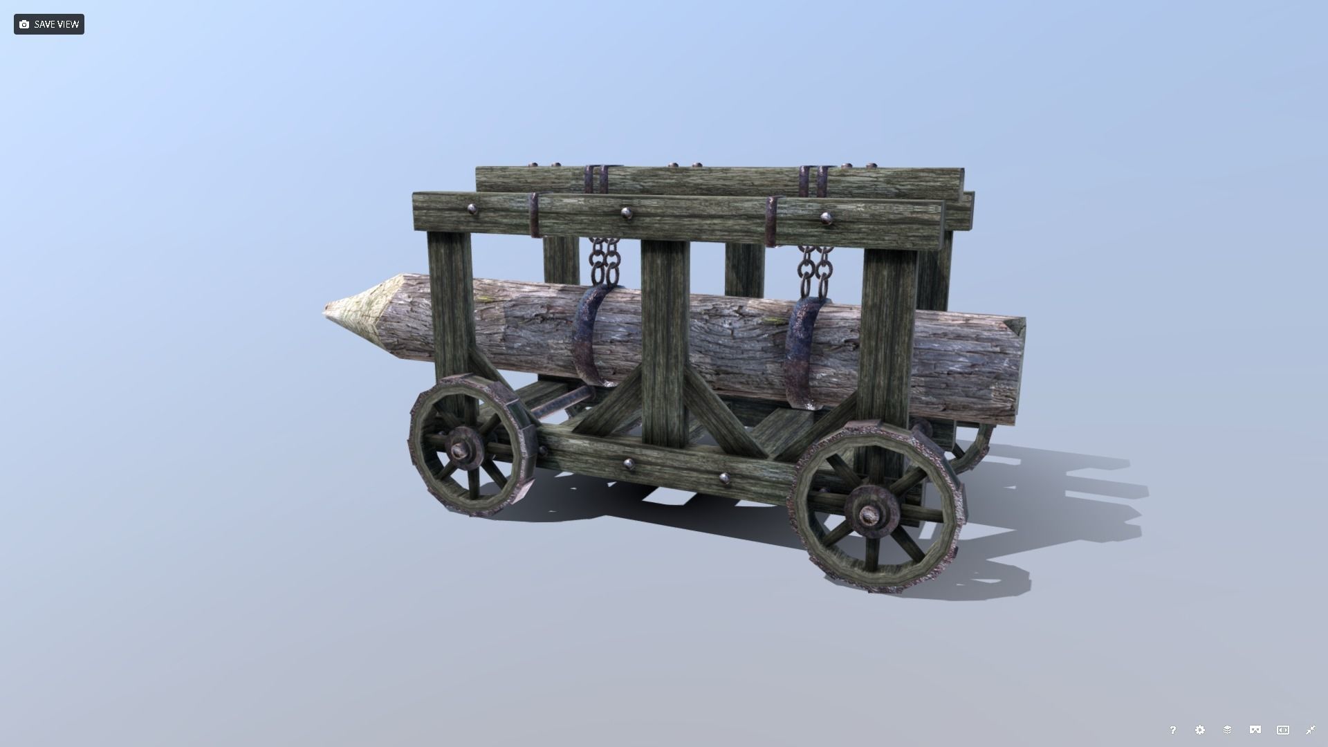 Medieval Battering Ram Low-poly 3D model_1