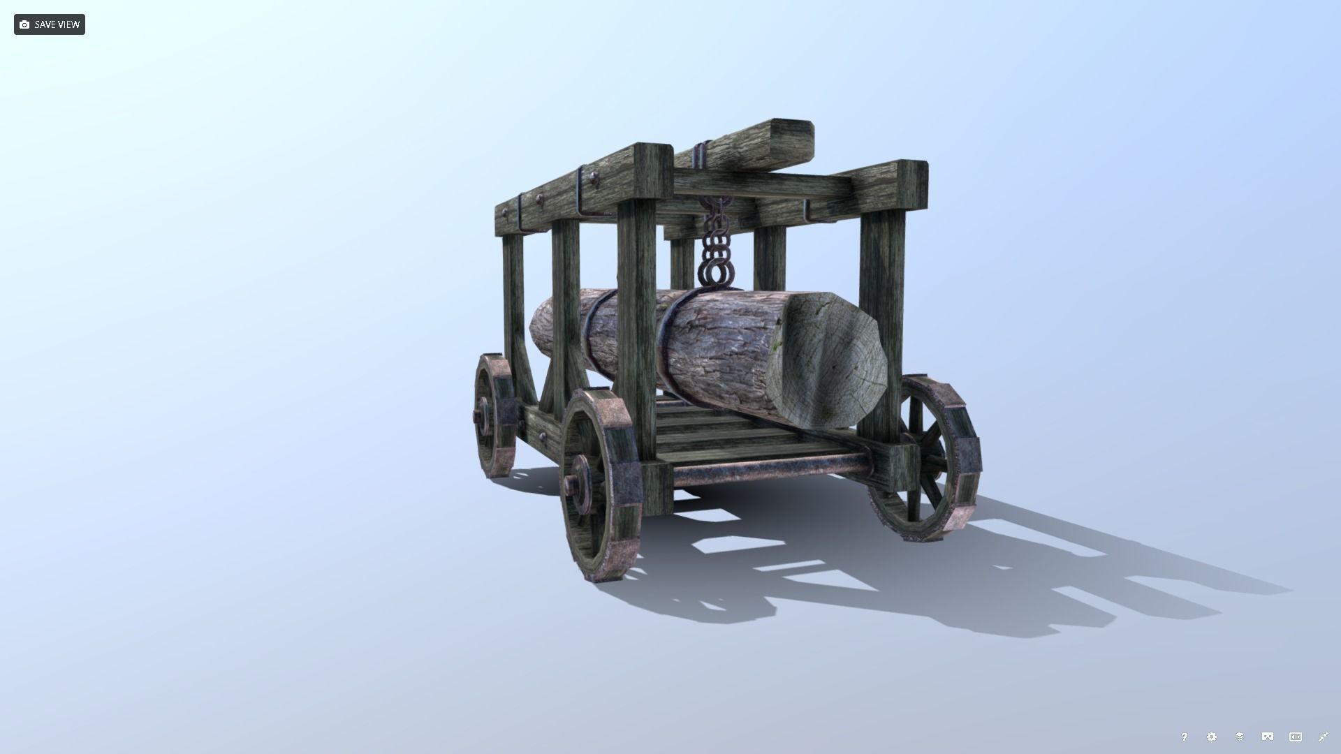 Medieval Battering Ram Low-poly 3D model_6