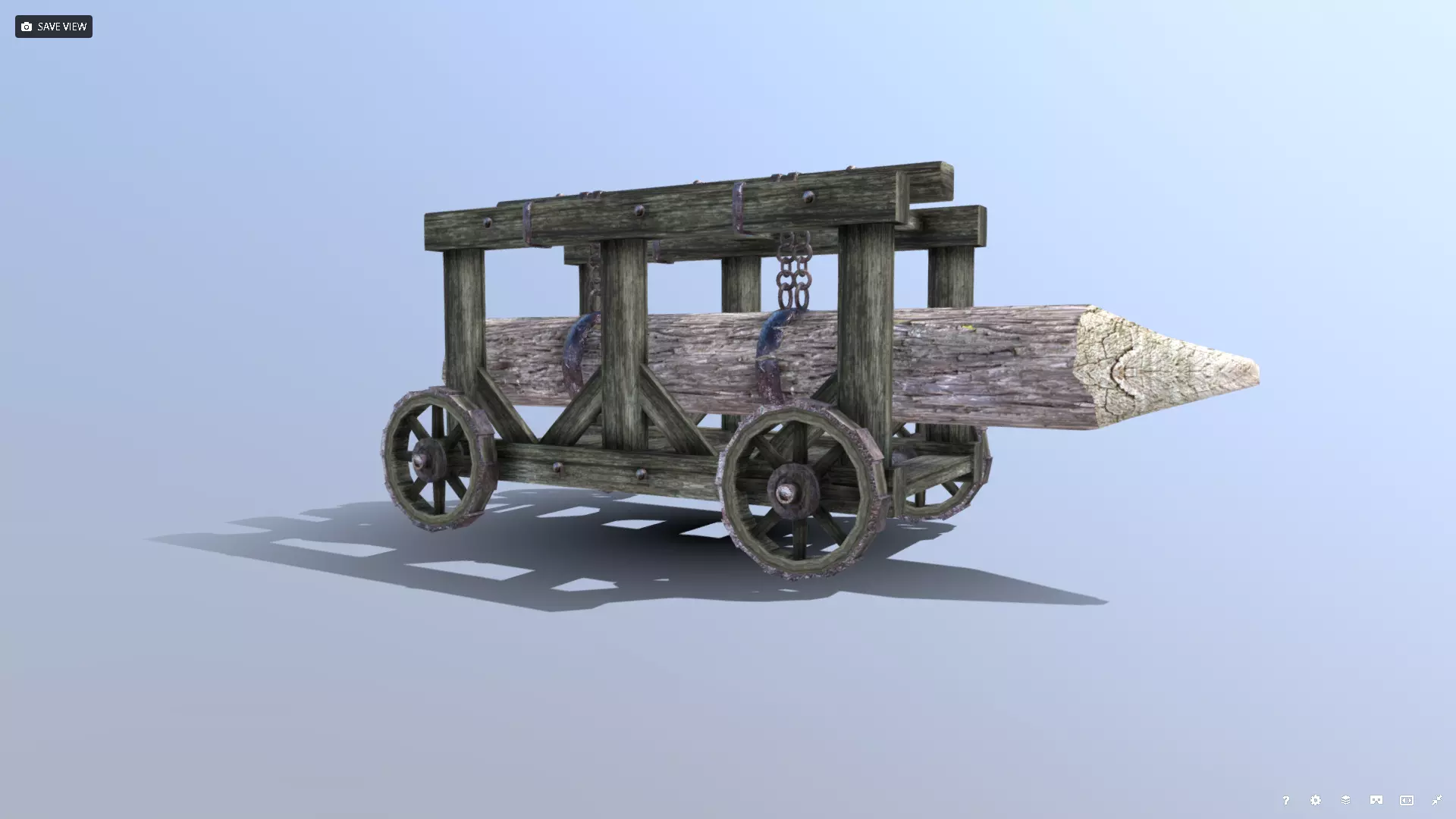 Medieval Battering Ram Low-poly 3D model_0