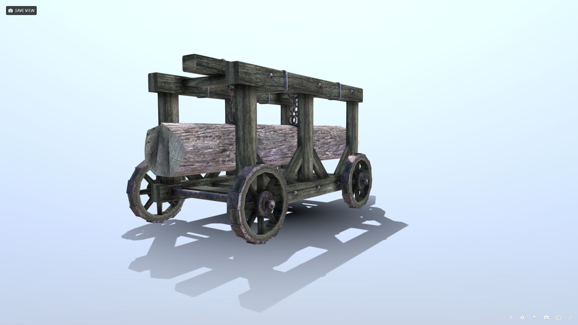 Medieval Battering Ram Low-poly 3D model_7