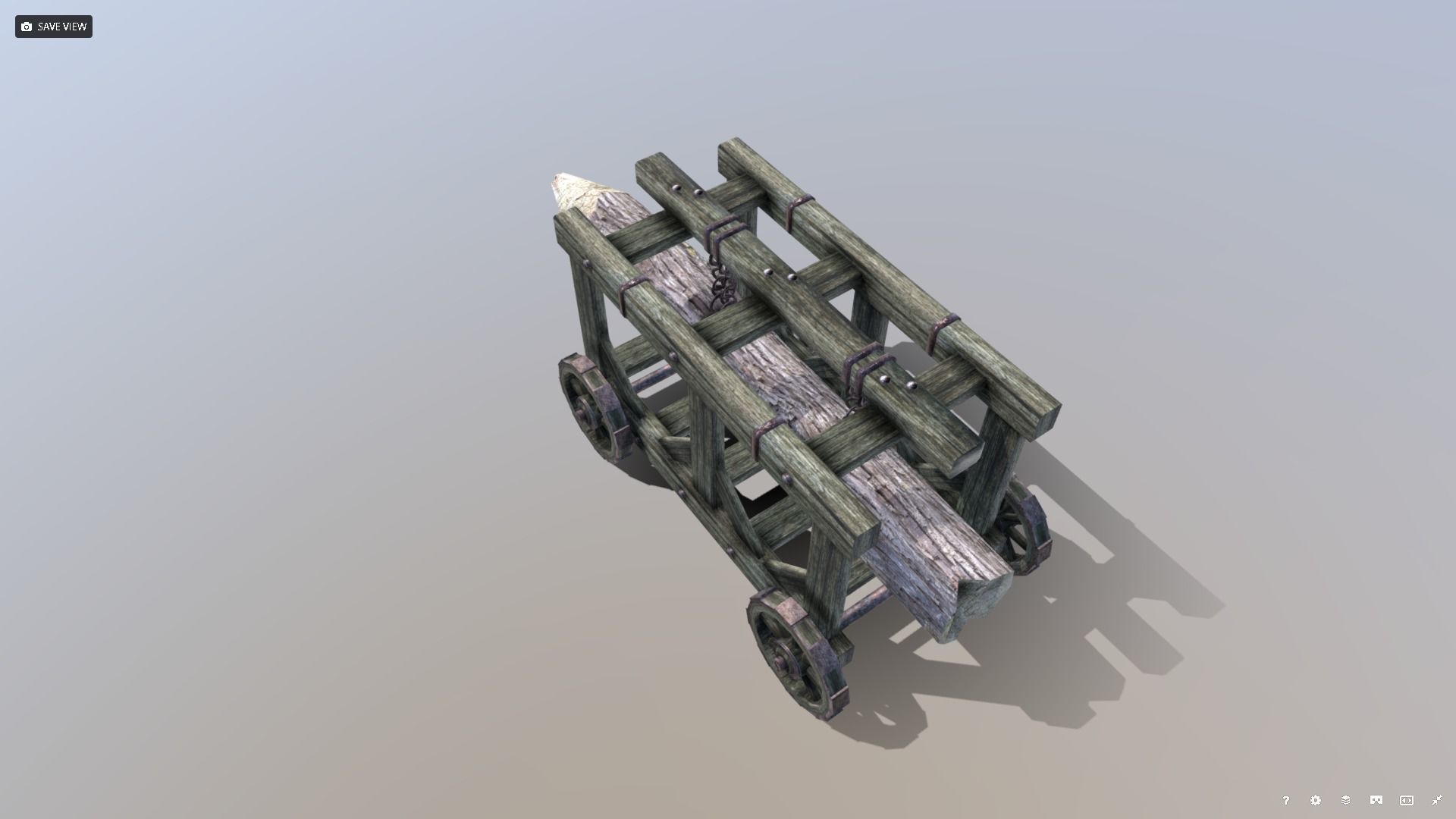 Medieval Battering Ram Low-poly 3D model_4