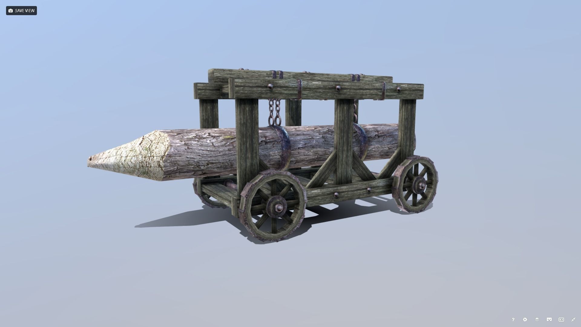 Medieval Battering Ram Low-poly 3D model_9