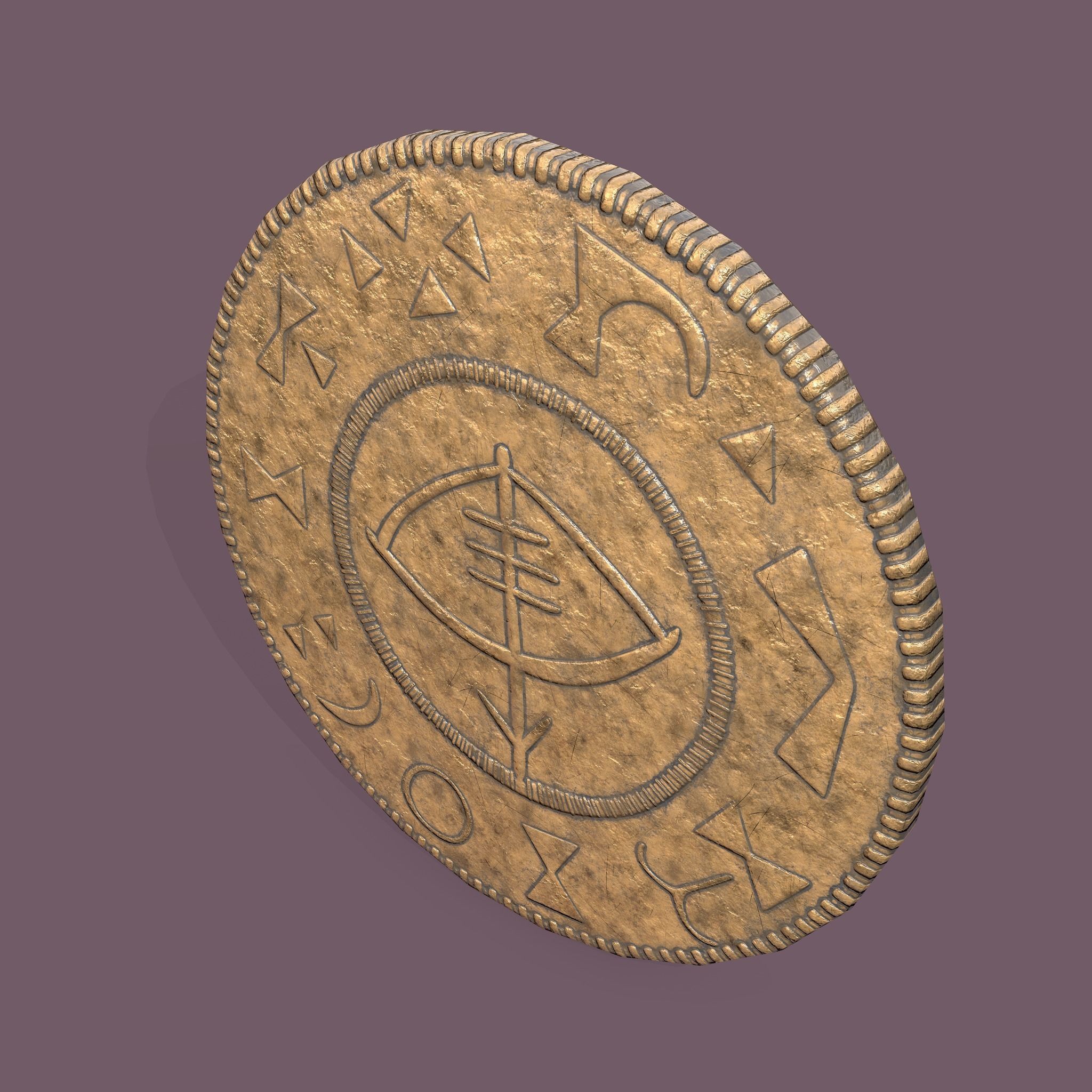 Viking Coin Low-poly 3D model_7