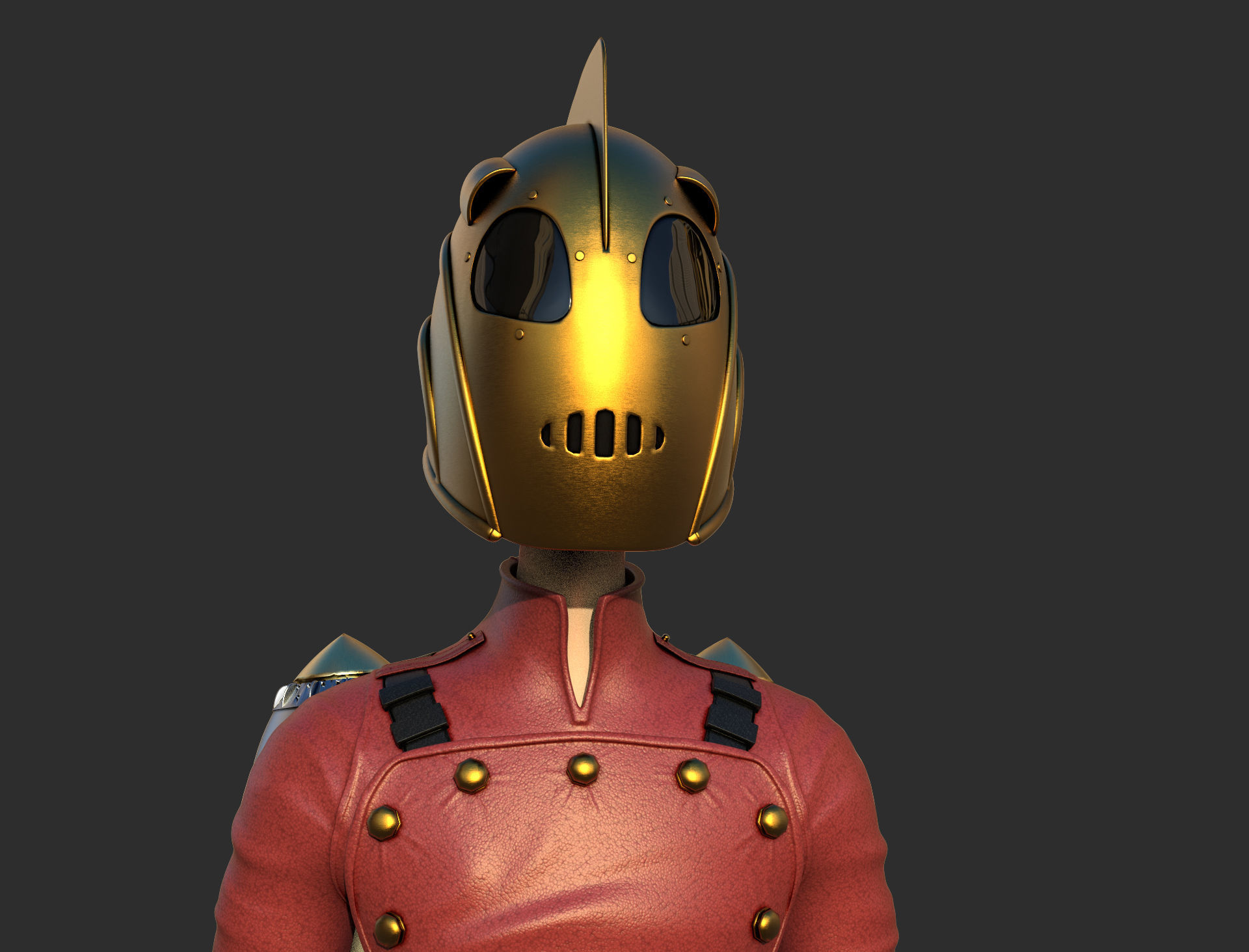 Rocketeer character with backpack and helmet 3D model_2