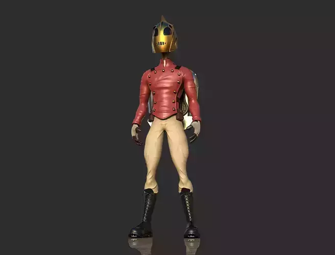 Rocketeer character with backpack and helmet 3D model