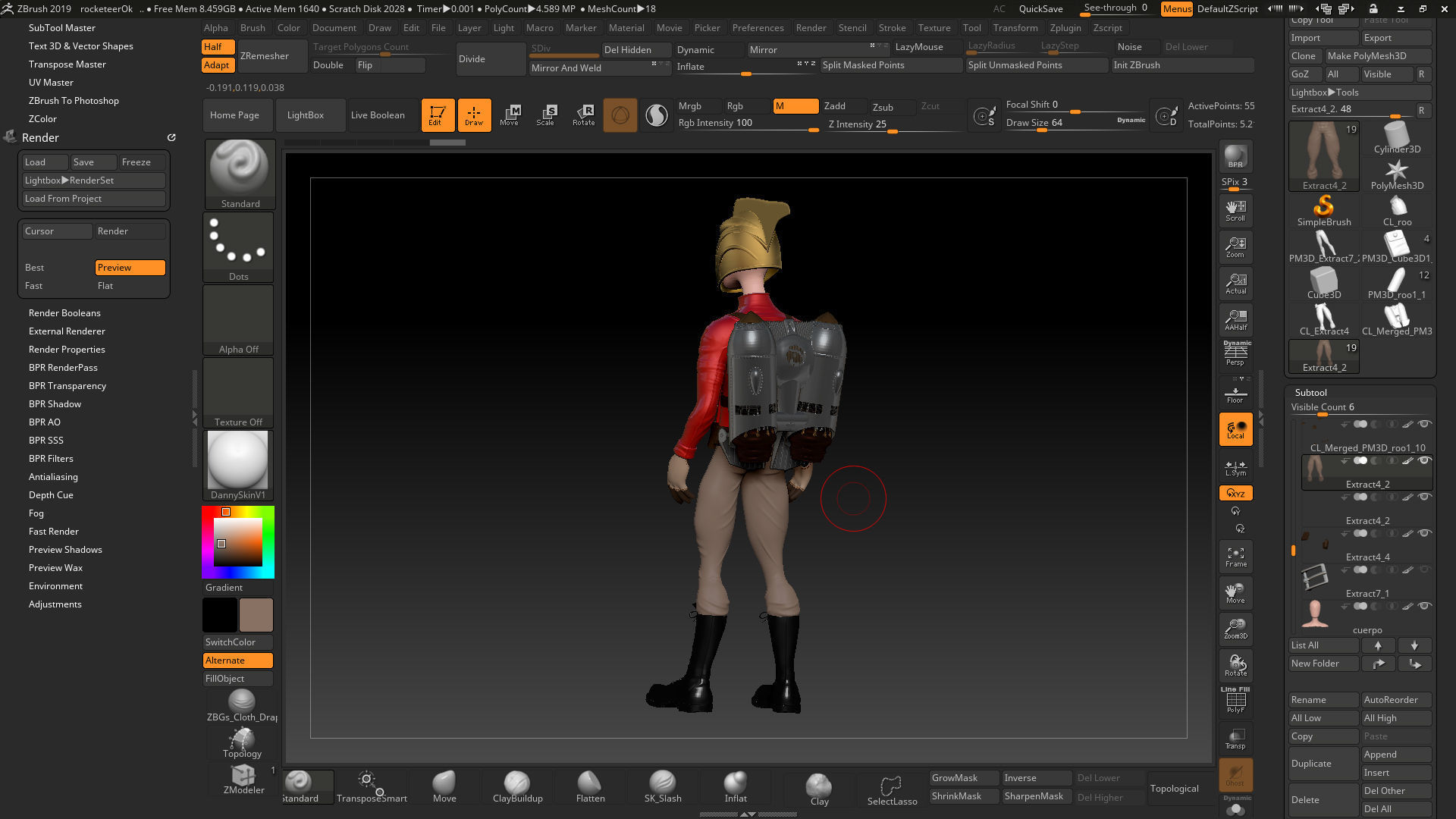 Rocketeer character with backpack and helmet 3D model_9