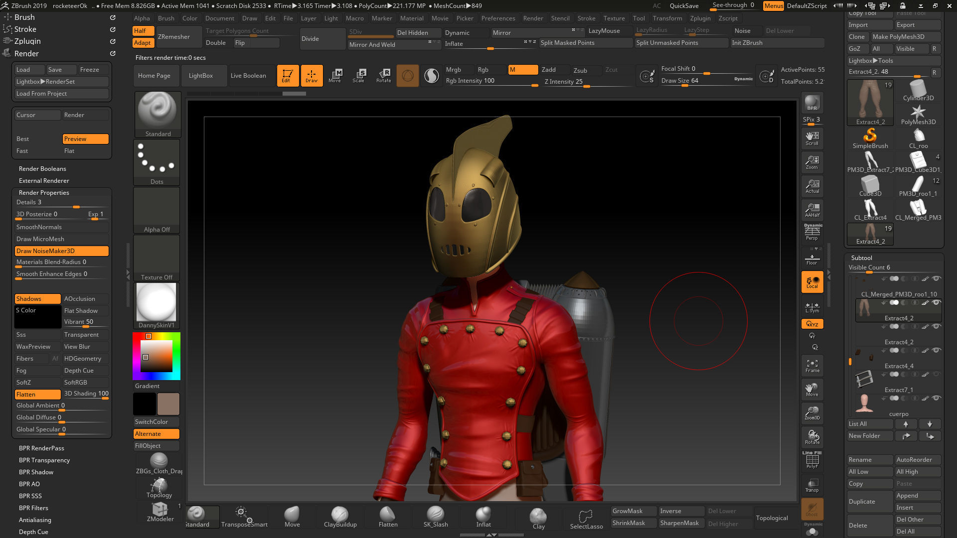 Rocketeer character with backpack and helmet 3D model_8