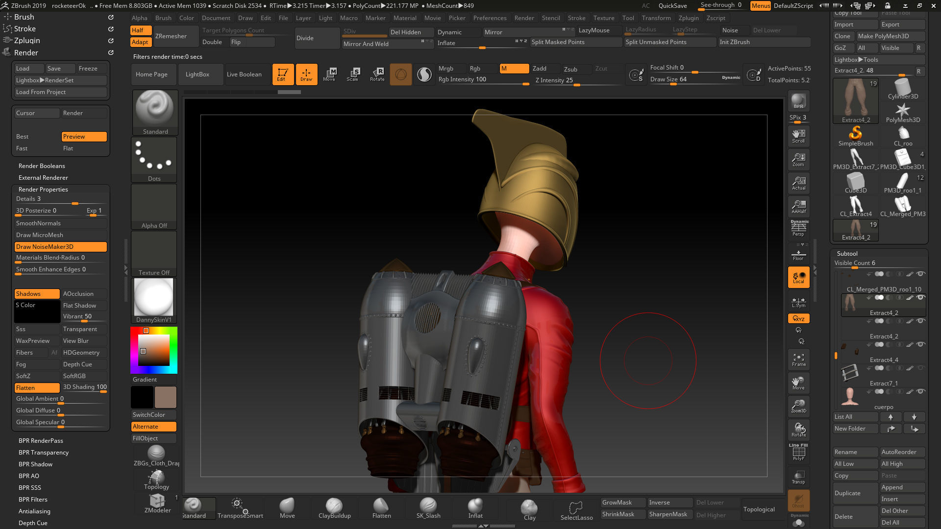 Rocketeer character with backpack and helmet 3D model_7