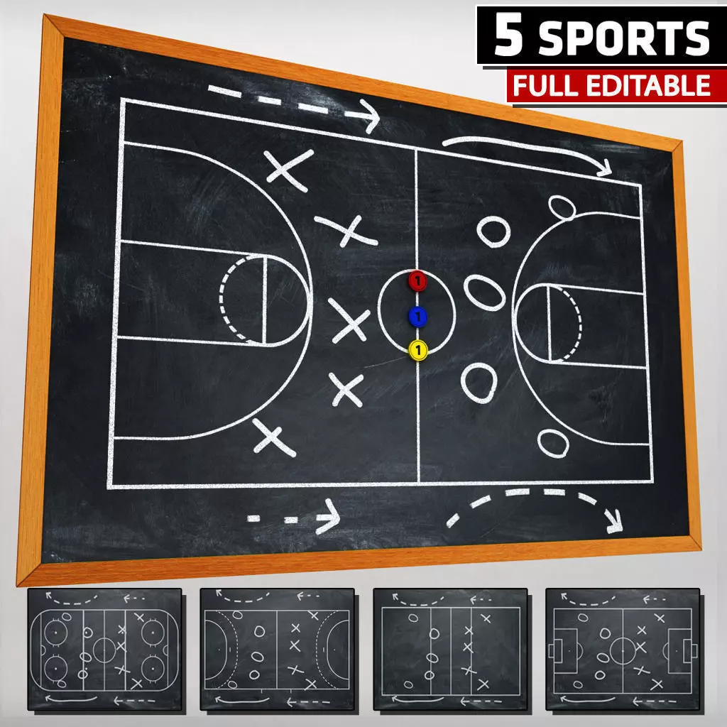 Sport chalkboard tactical low poly Low-poly 3D model_0