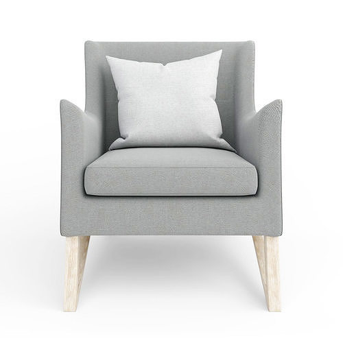 armchair chair with pillow and wooden legs Free 3D model