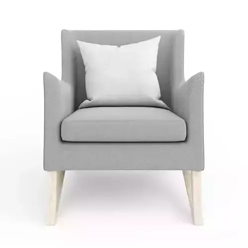 armchair chair with pillow and wooden legs