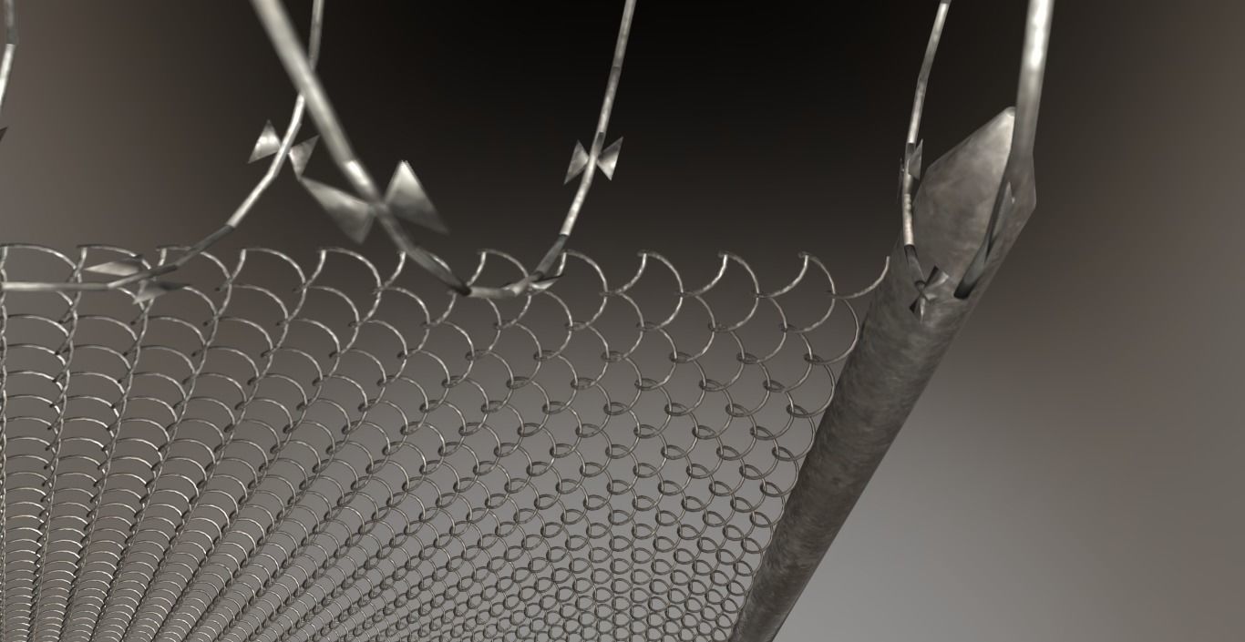 Barbed wire fence PBR Low-poly 3D model_7