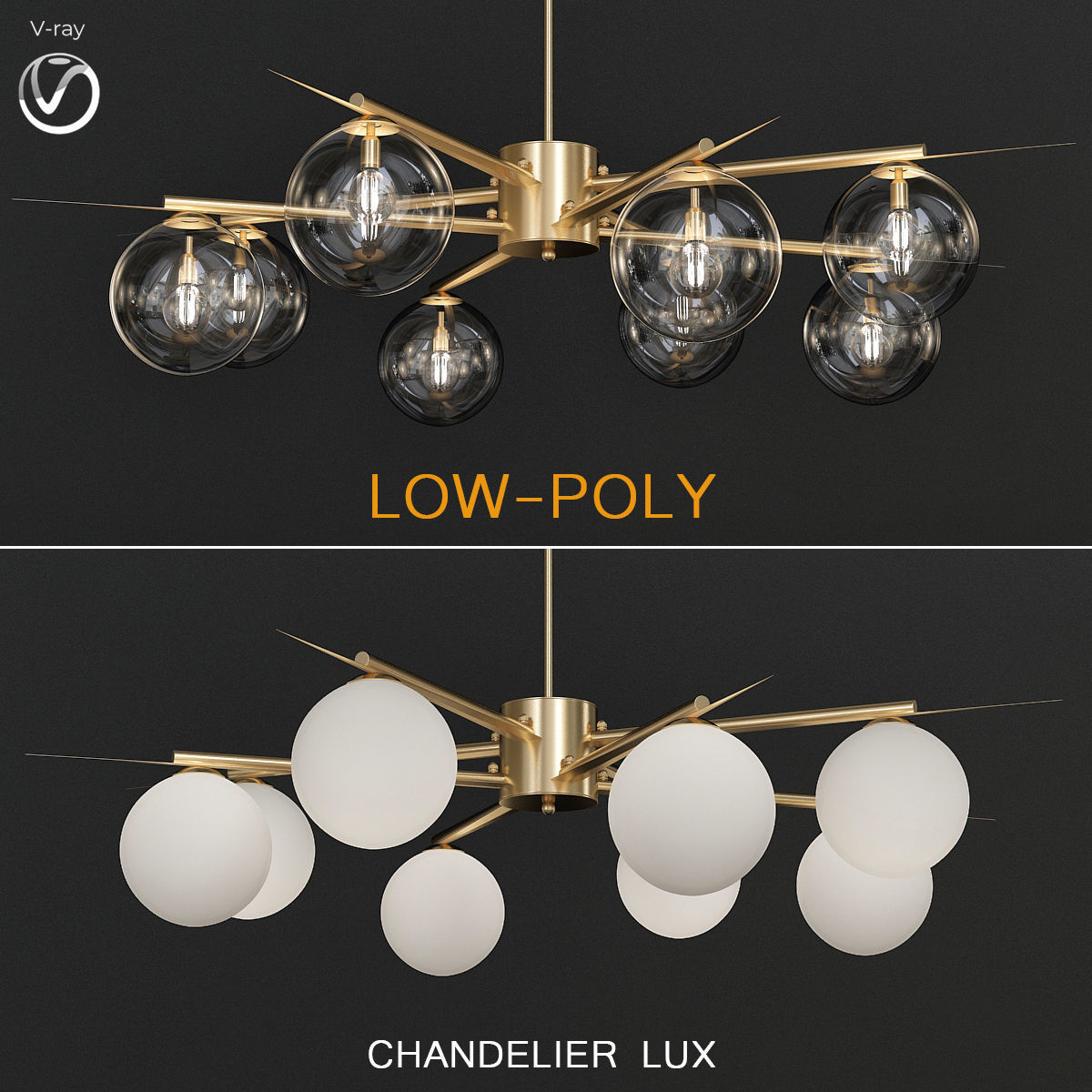 Chandleir 10 pieces 3d model Low-poly 3D model_20