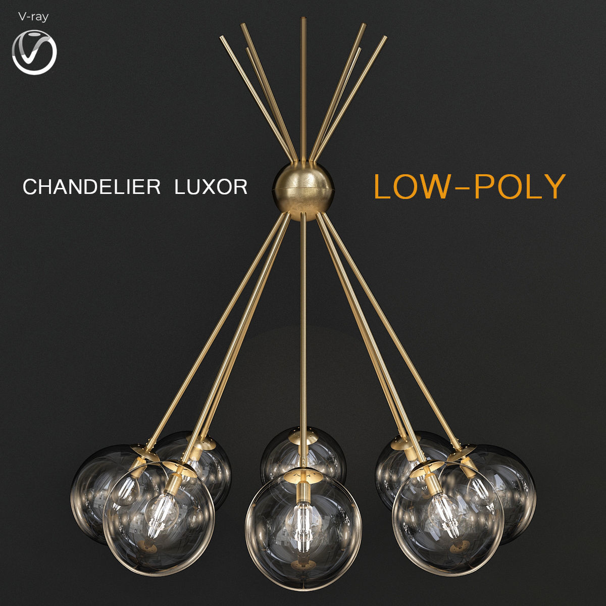 Chandleir 10 pieces 3d model Low-poly 3D model_10