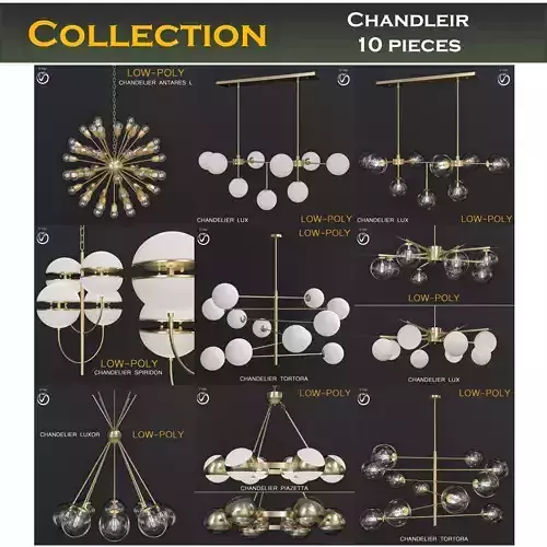 Chandleir 10 pieces 3d model Low-poly 3D model