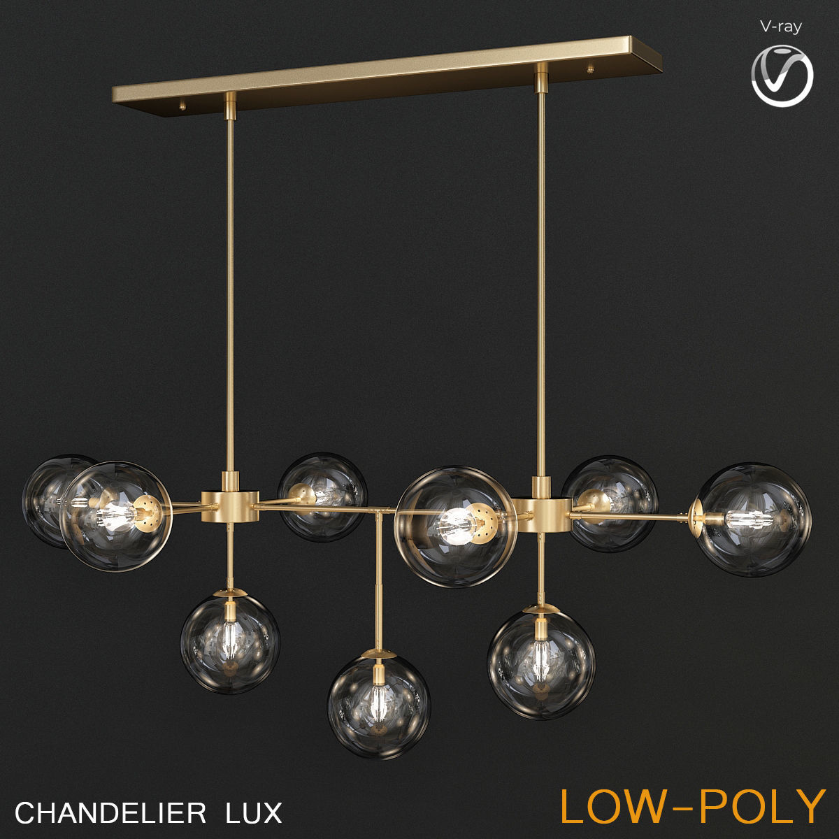 Chandleir 10 pieces 3d model Low-poly 3D model_5