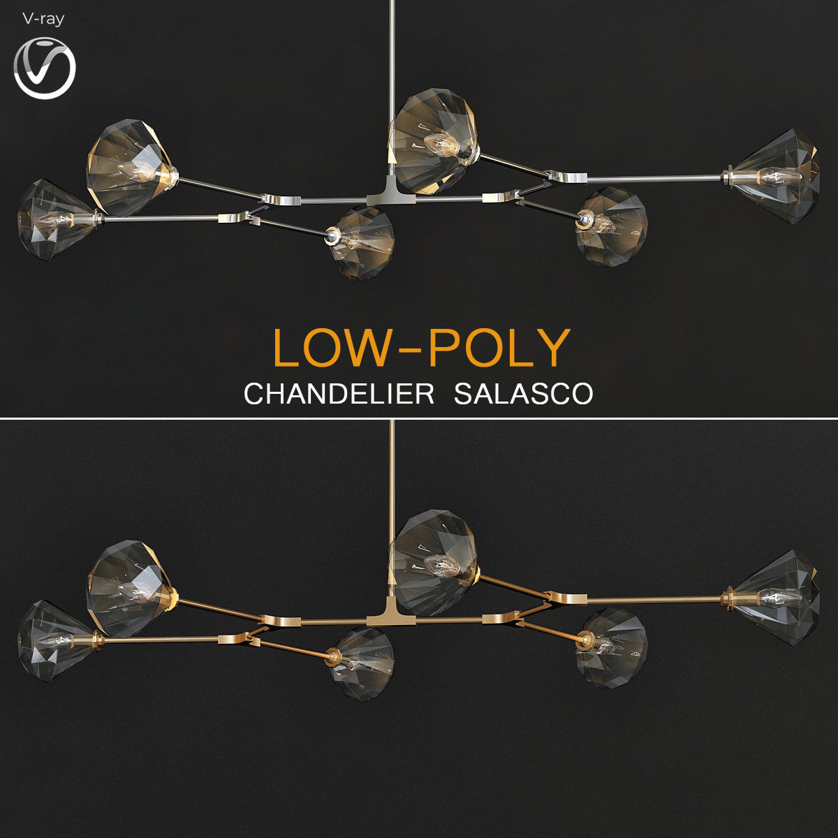 Chandleir 10 pieces 3d model Low-poly 3D model_9