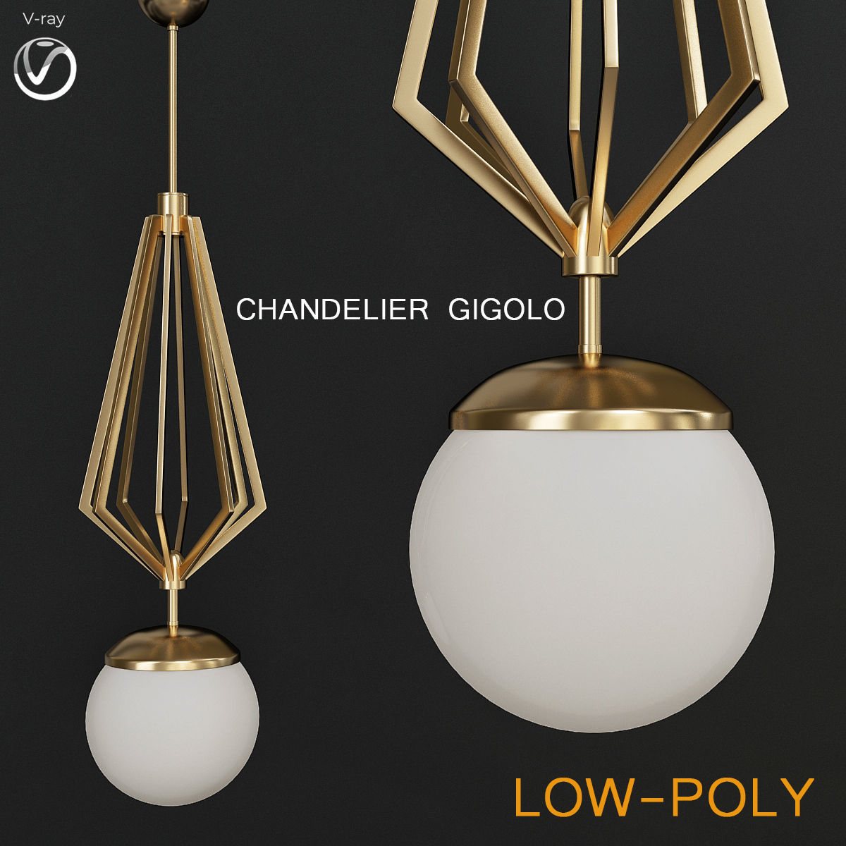 Chandleir 10 pieces 3d model Low-poly 3D model_1