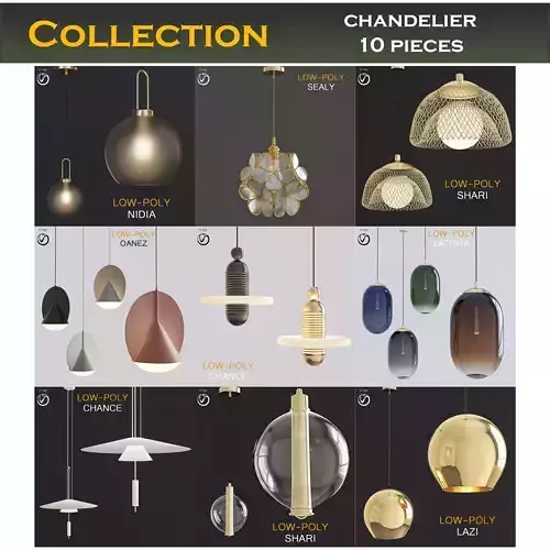 Chandleir 10 pieces 3d model Low-poly 3D model