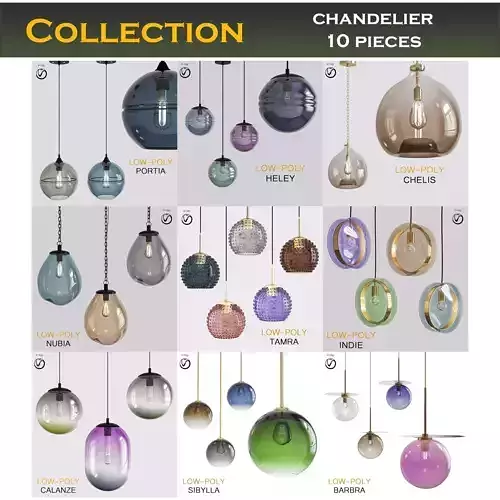 Chandleir 10 pieces 3d model Low-poly 3D model