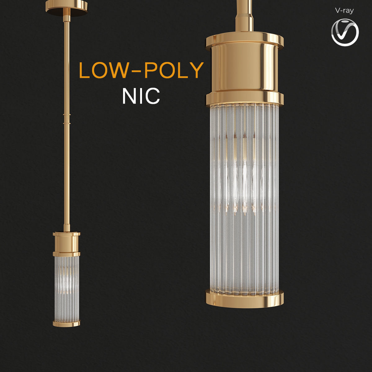 Chandleir 10 pieces 3d model Low-poly 3D model_12