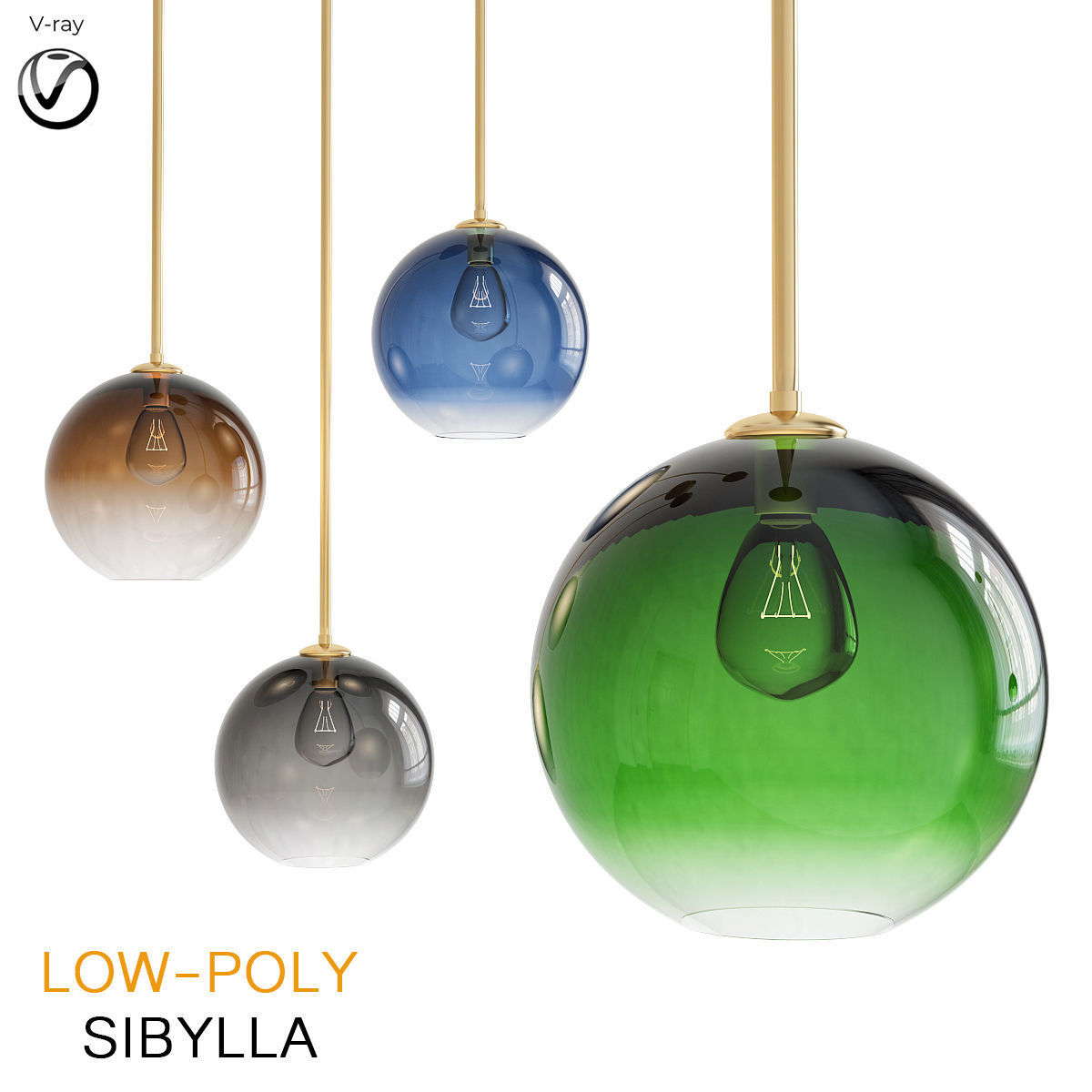 Chandleir 10 pieces 3d model Low-poly 3D model_17